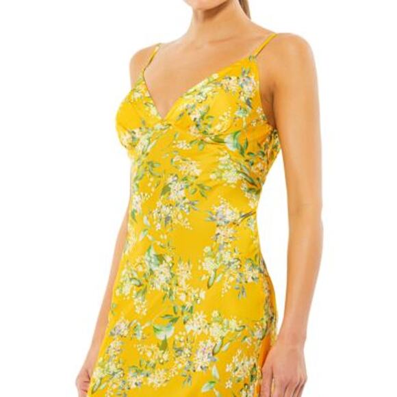 Mac Duggal Ieena Floral Empire Waist Bias Cut Sleeveless Trumpet Gown Size 0 - Picture 2 of 15